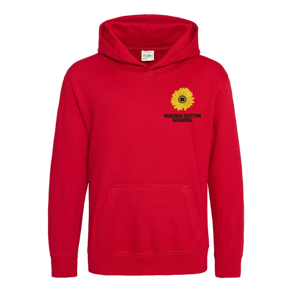 Embroidered PE Hoodie - Red - Guilden Sutton Primary School